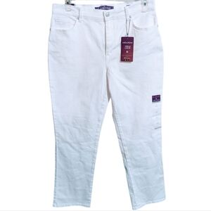 Gloria Vanderbilt womens White Jeans sz 14 short classic rise tapered leg w-201
